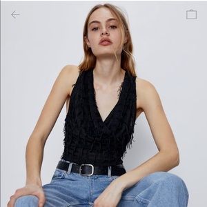 Zara fringe bodysuit
